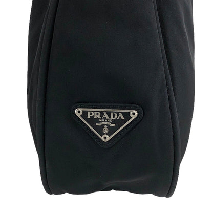 PRADA Triangle Logo Shoulder bag Hobobag Black Vintage yap3ph