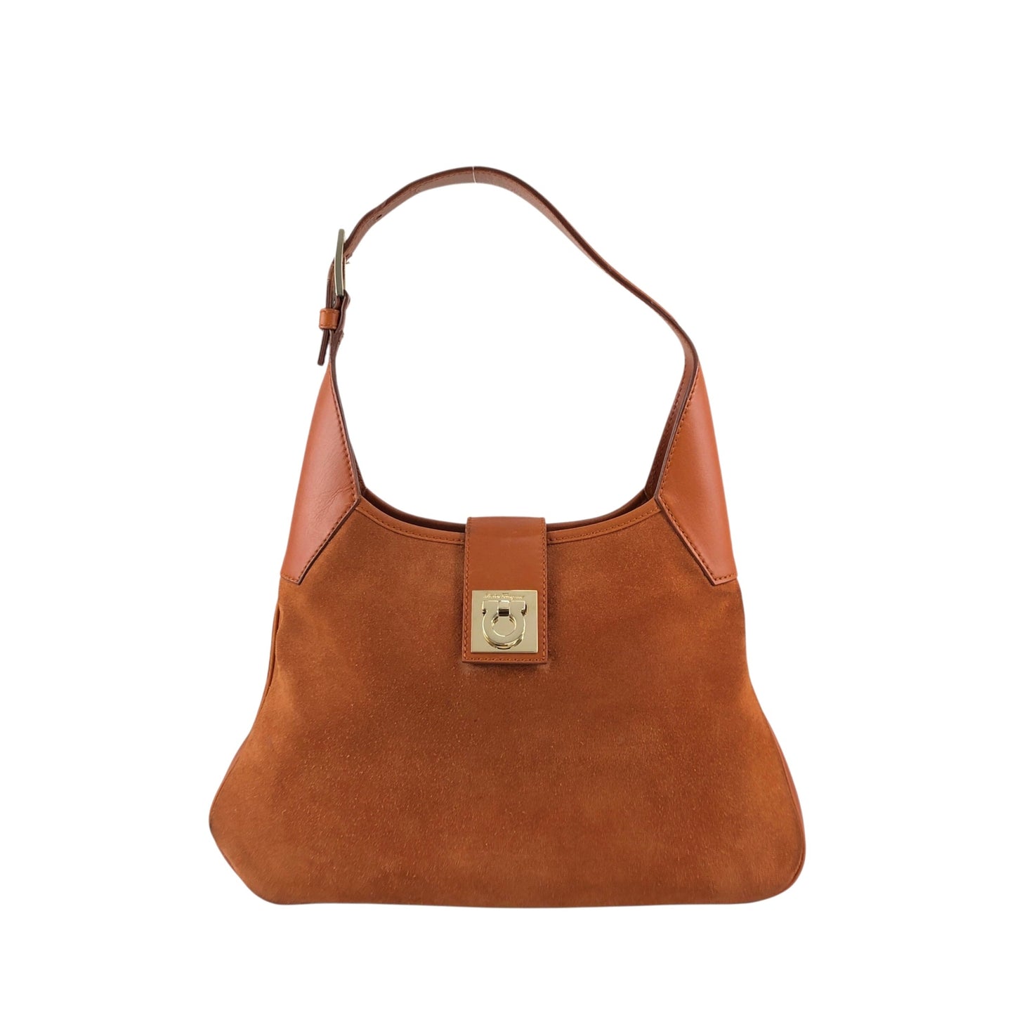 Salvatore Ferragamo Gancini Shoulder bag Brown Vintage dgh7fy