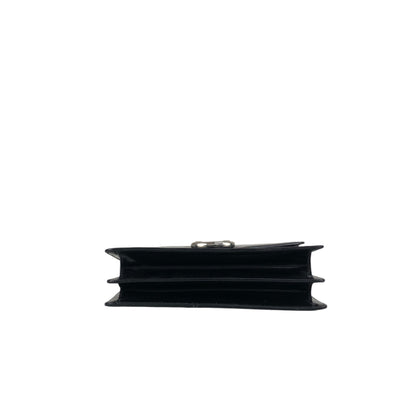 CELINE Gancini Double Flap Top Handle Handbag Black Vintage ku22zn