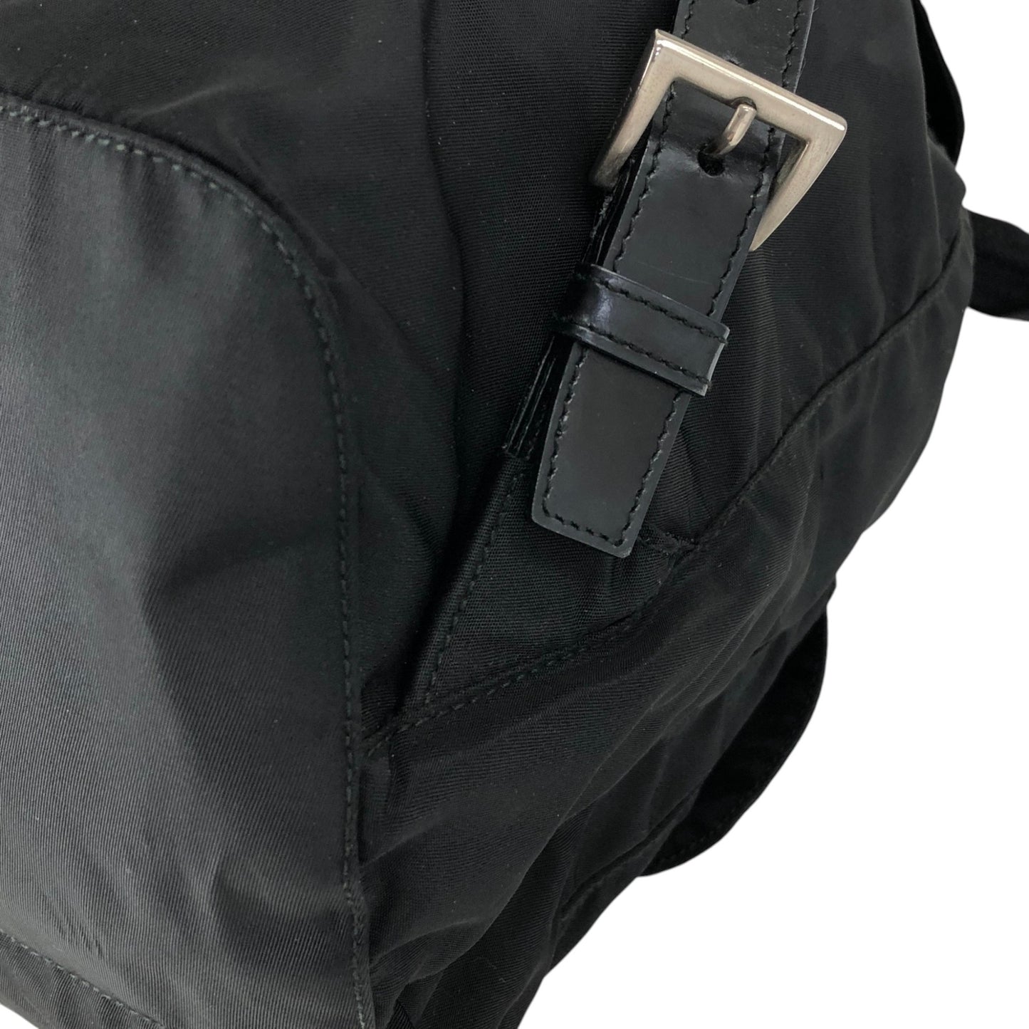 PRADA Tessuto Triangle Logo Double Pocket Backpack Black Vintage mehbr8