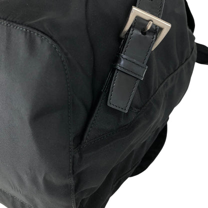PRADA Tessuto Triangle Logo Double Pocket Backpack Black Vintage mehbr8