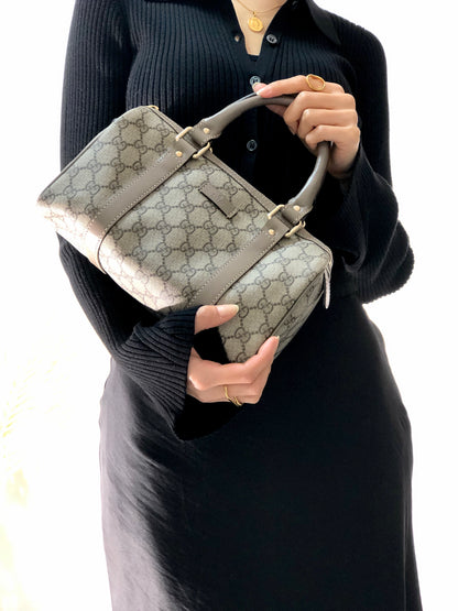 GUCCI GG Pattern Handbag Boston bag Beige Vintage vik38x