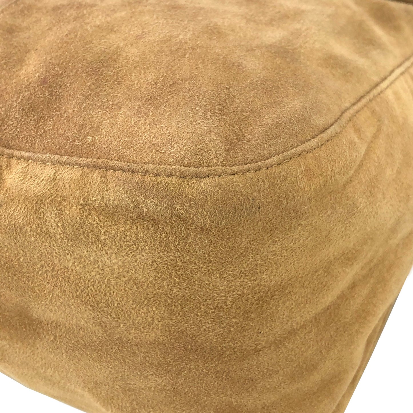 FENDI Mamma Baguette Suede Leather Shoulder bag Hobobag Beige Vintage 5k8avr