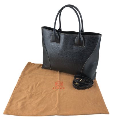 LOEWE Logo Embossed Two-way Handbag Totebag Black Vintage pfe4su