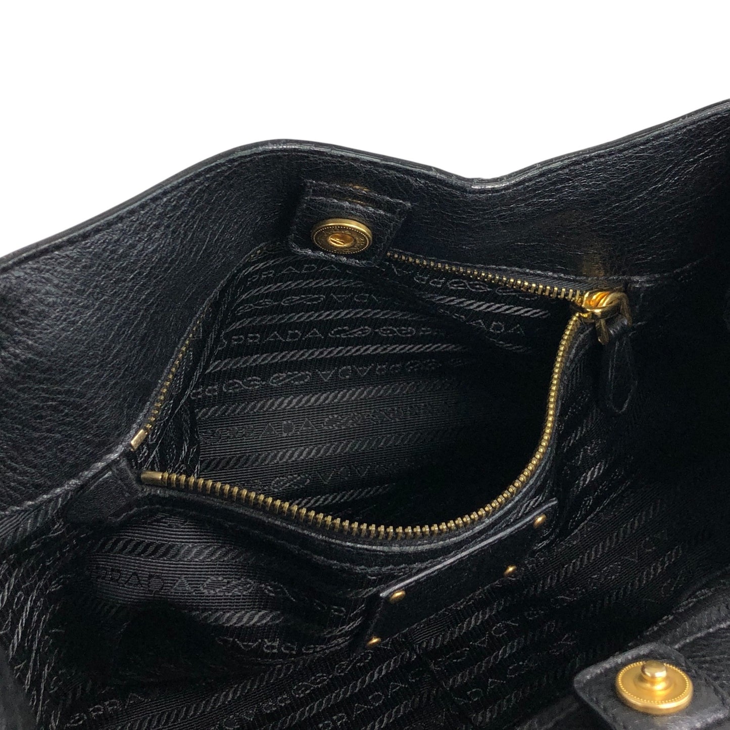 PRADA Logo Handbag Black BR4085 Vintage 3hvhgg