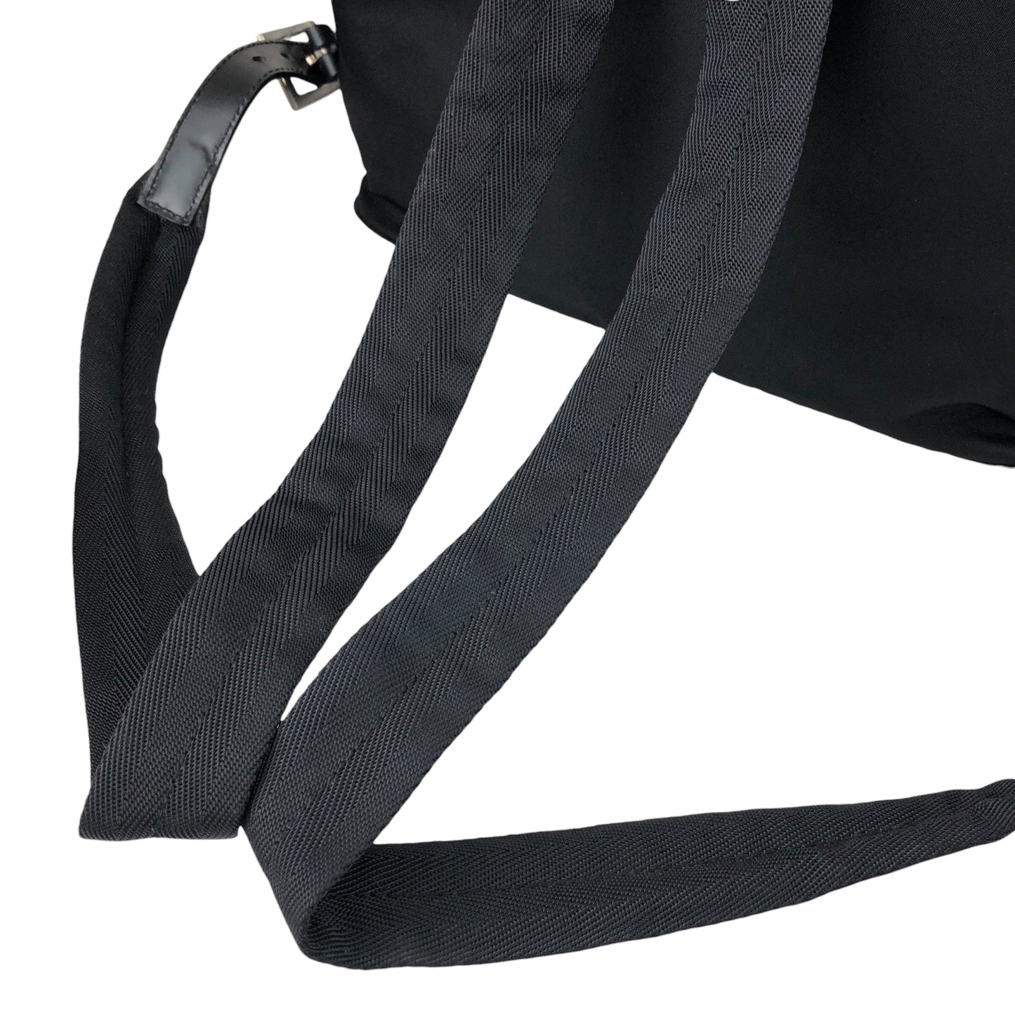 PRADA Tessuto Triangle Logo Double Pocket Backpack Black Vintage vsidzm