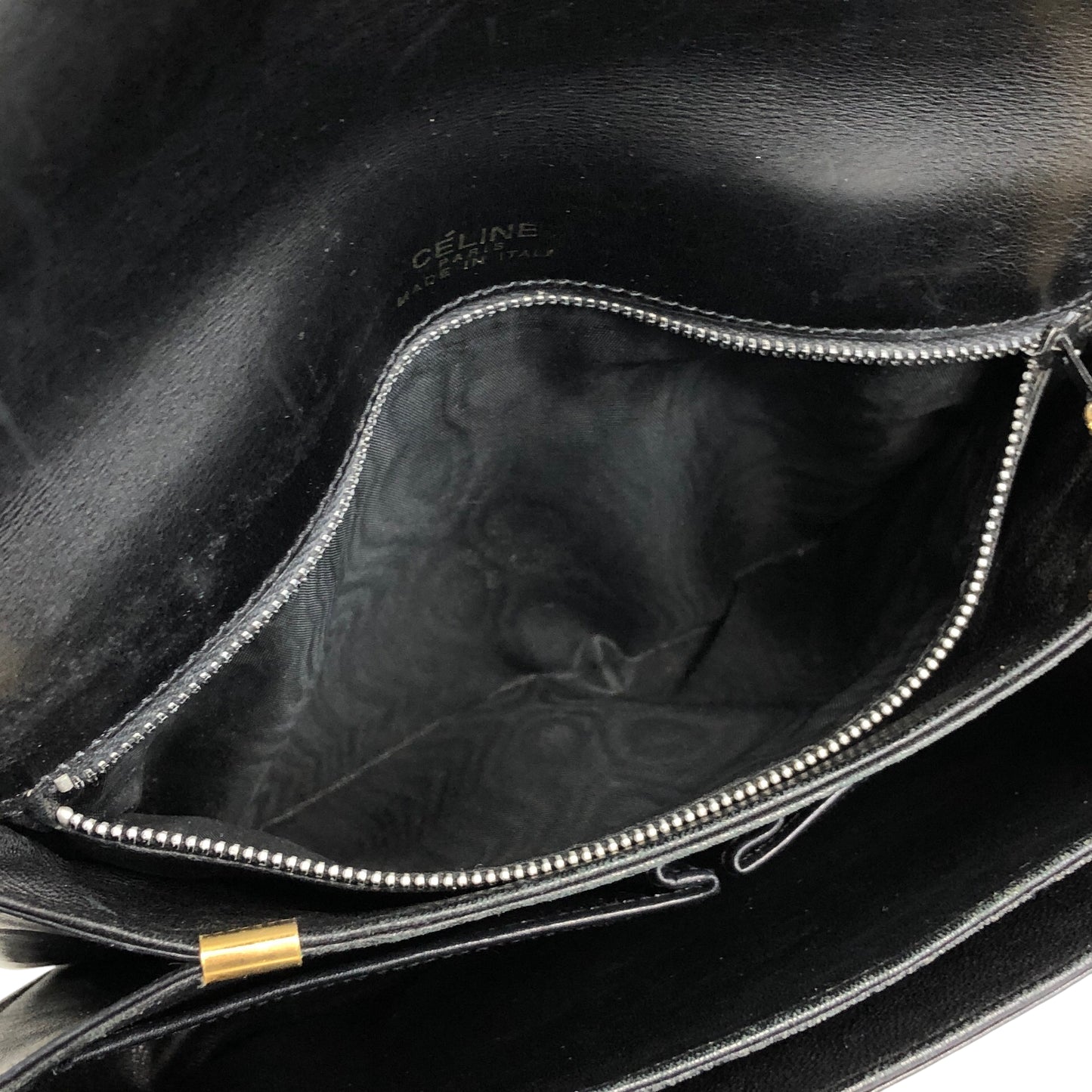 CELINE Triomphe  Leather Shoulder bag Black Vintage t667pp