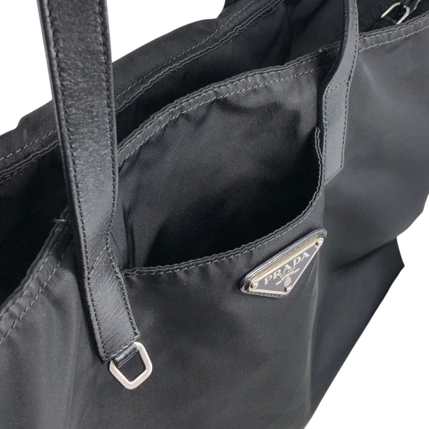 PRADA Tessuto Triangle logo Totebag Black Vintage rkbgyy