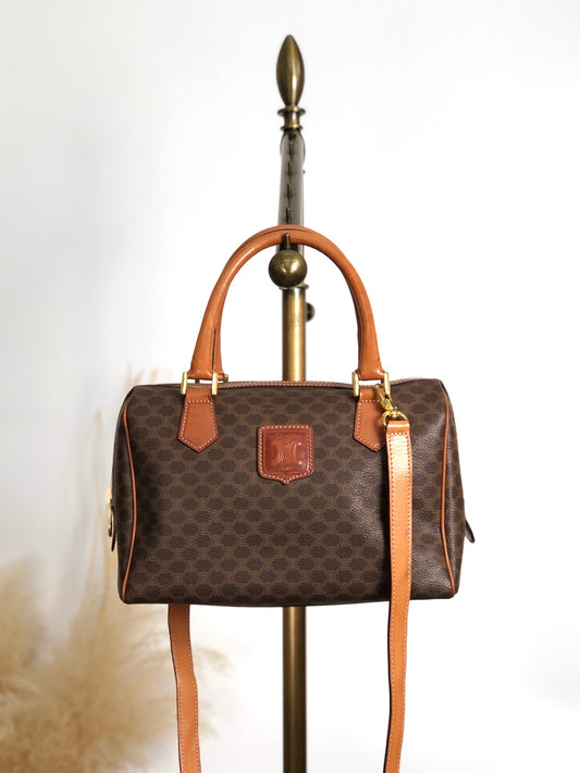 CELINE Macadam Blason Two-way Handbag Shoulder bag Brown Vintage mxkp72