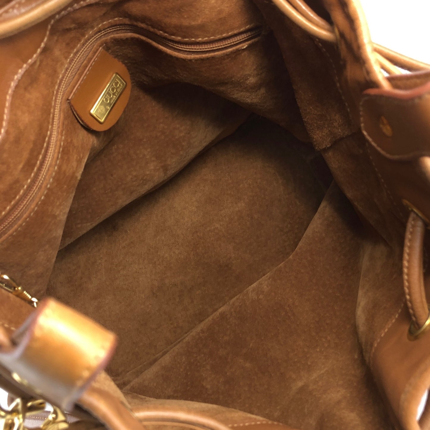 GUCCI Interlocking Drawstring Shoulder bag Brown Vintage 73zgkn