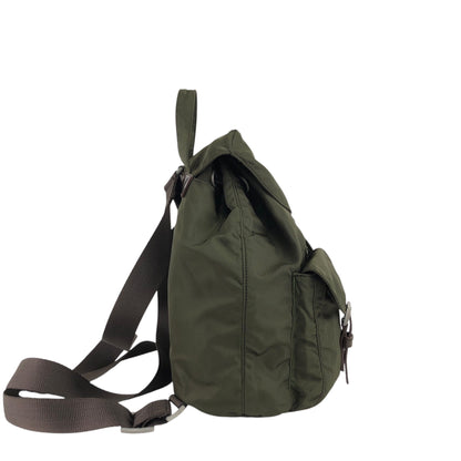 PRADA Triangle Logo Double Pocket Backpack khaki Vintage p3hihd