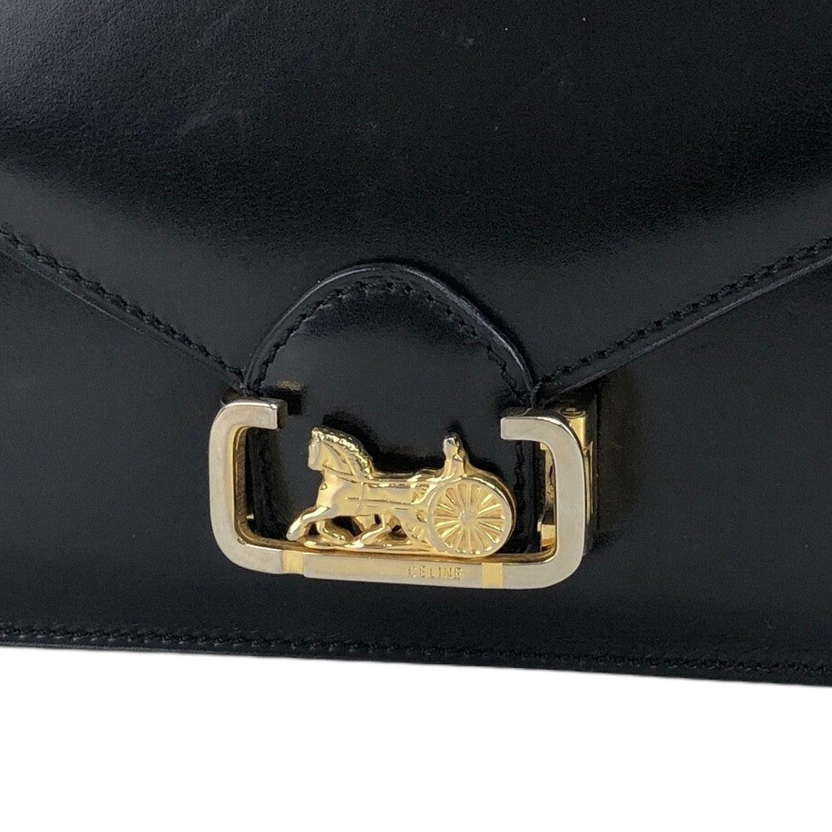 CELINE Horse Carriage Shoulder bag Black Vintage tx4wmy