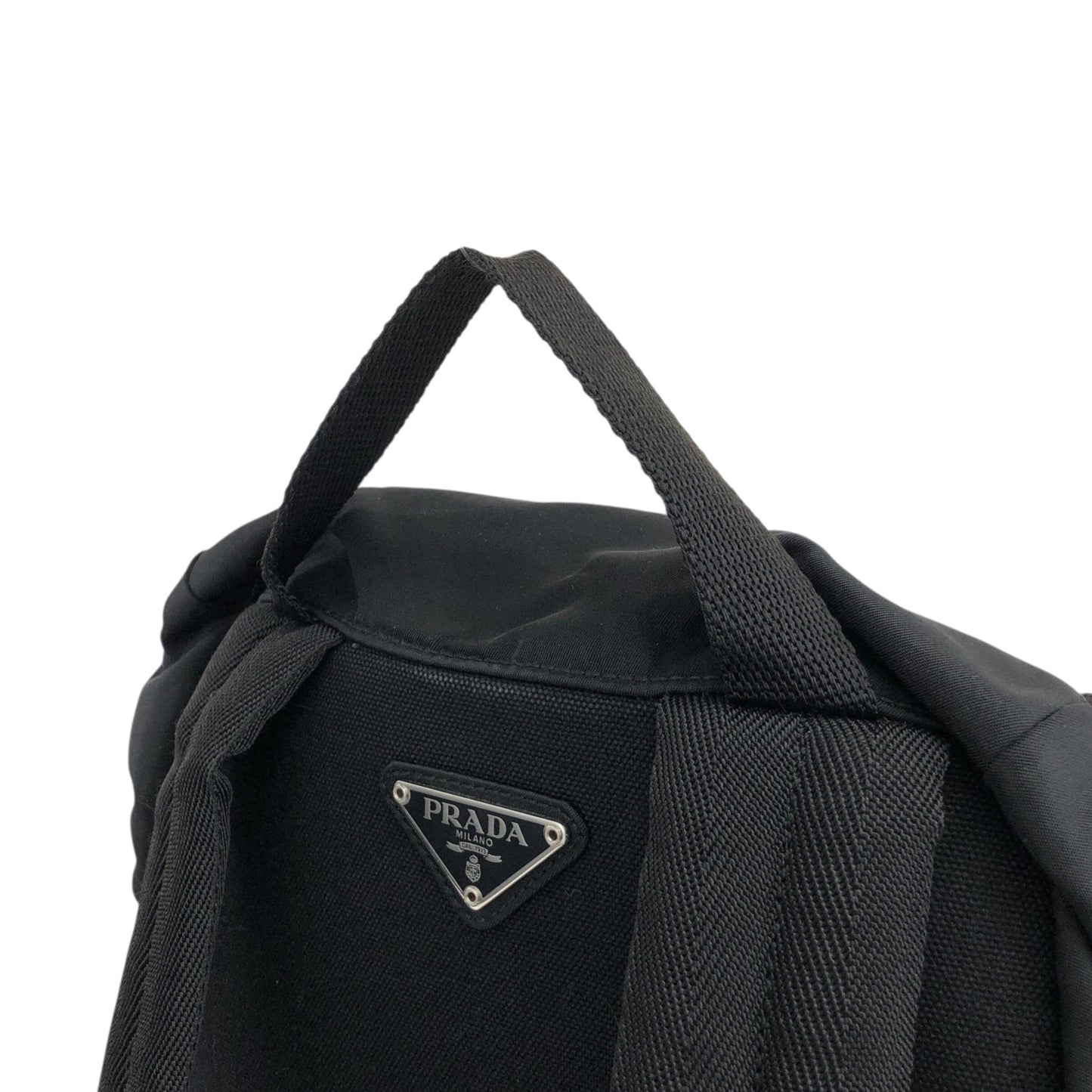 PRADA Tessuto Triangle Logo Backpack Black Vintage 6jg2ux