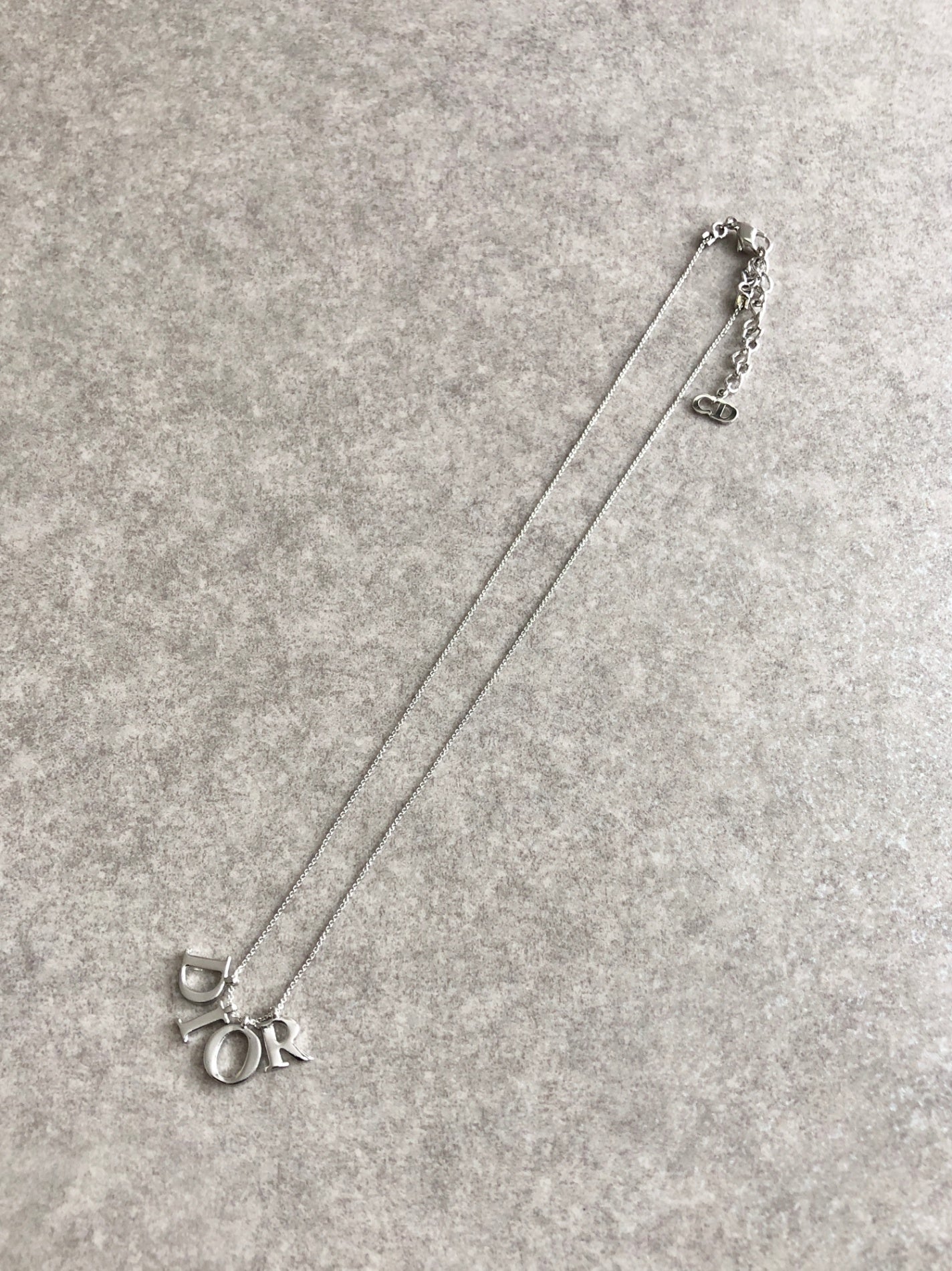 Christian Dior Logo Motif Necklace Silver Vintage ytk2tc