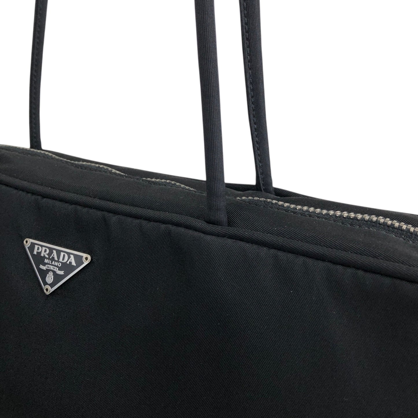PRADA Triangle Logo Padlock Totebag Black Vintage ggz5as
