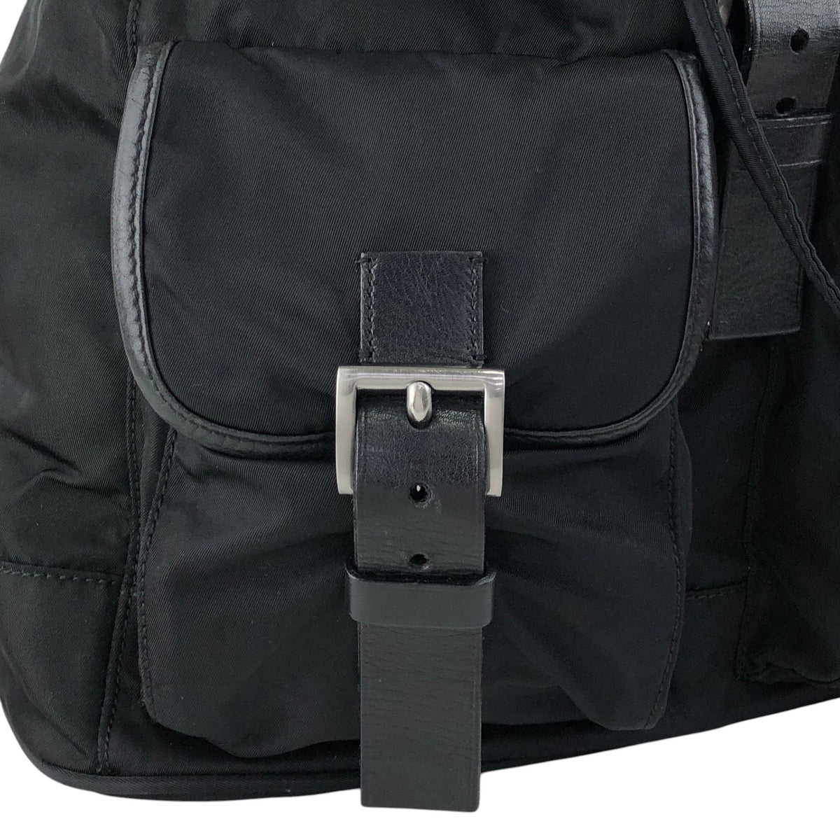 PRADA Tessuto Triangle Logo Double Pocket  Backpack Black Vintage cz4rjs