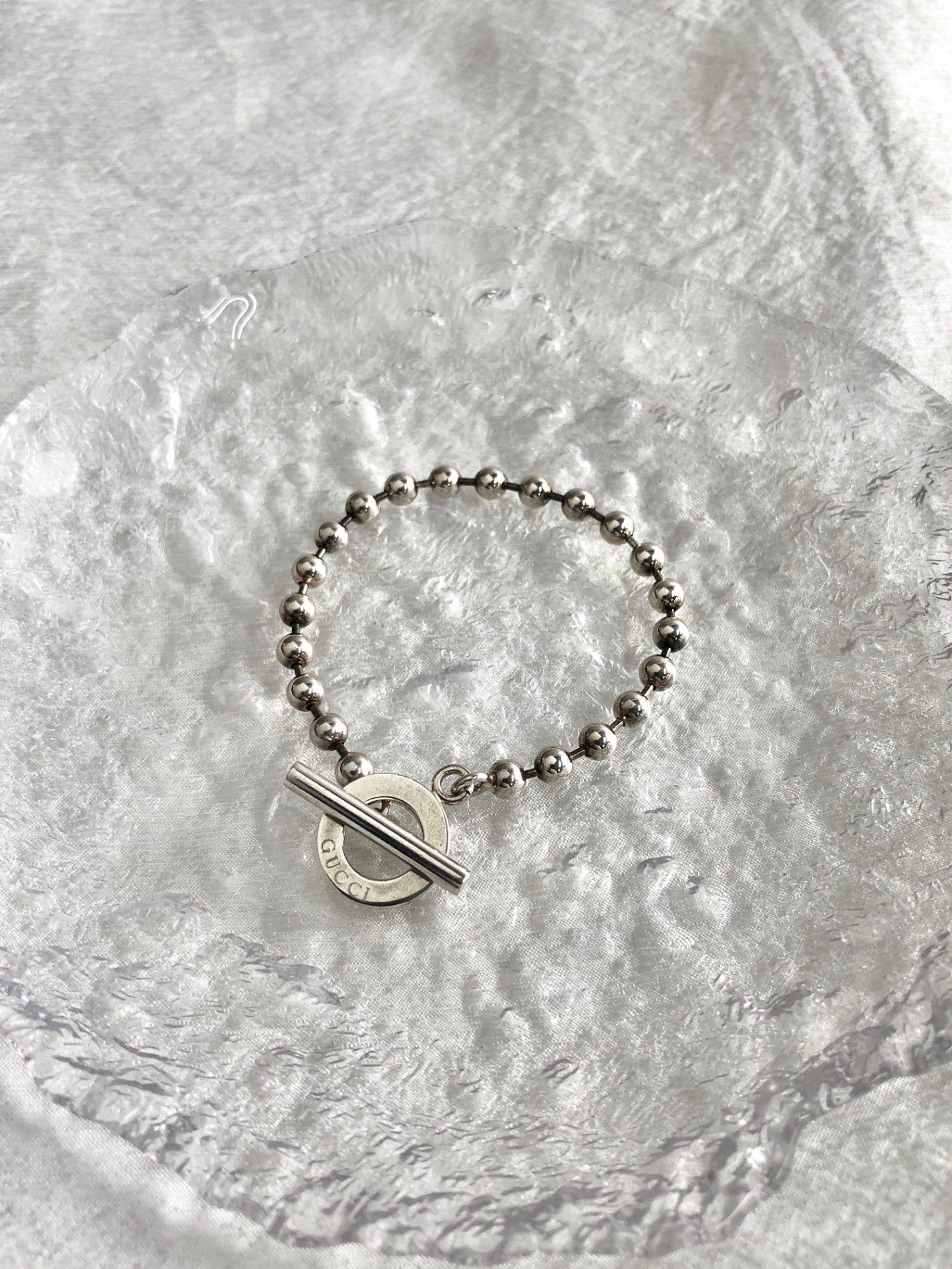 GUCCI Logo Bracelet Silver Vintage x5scvr