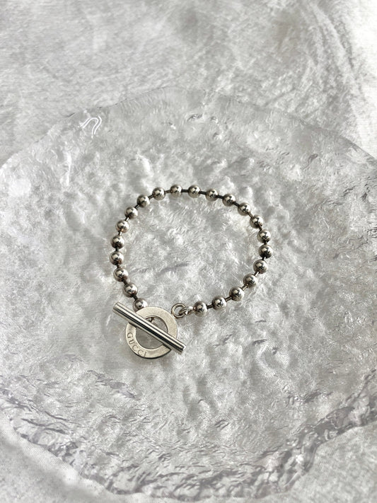 GUCCI Logo Bracelet Silver Vintage x5scvr
