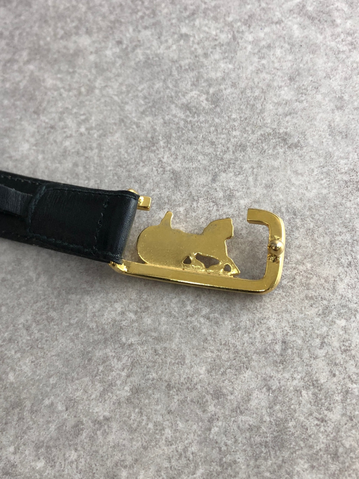 CELINE Horse Carriage Belt Black Vintage 5x3rxn