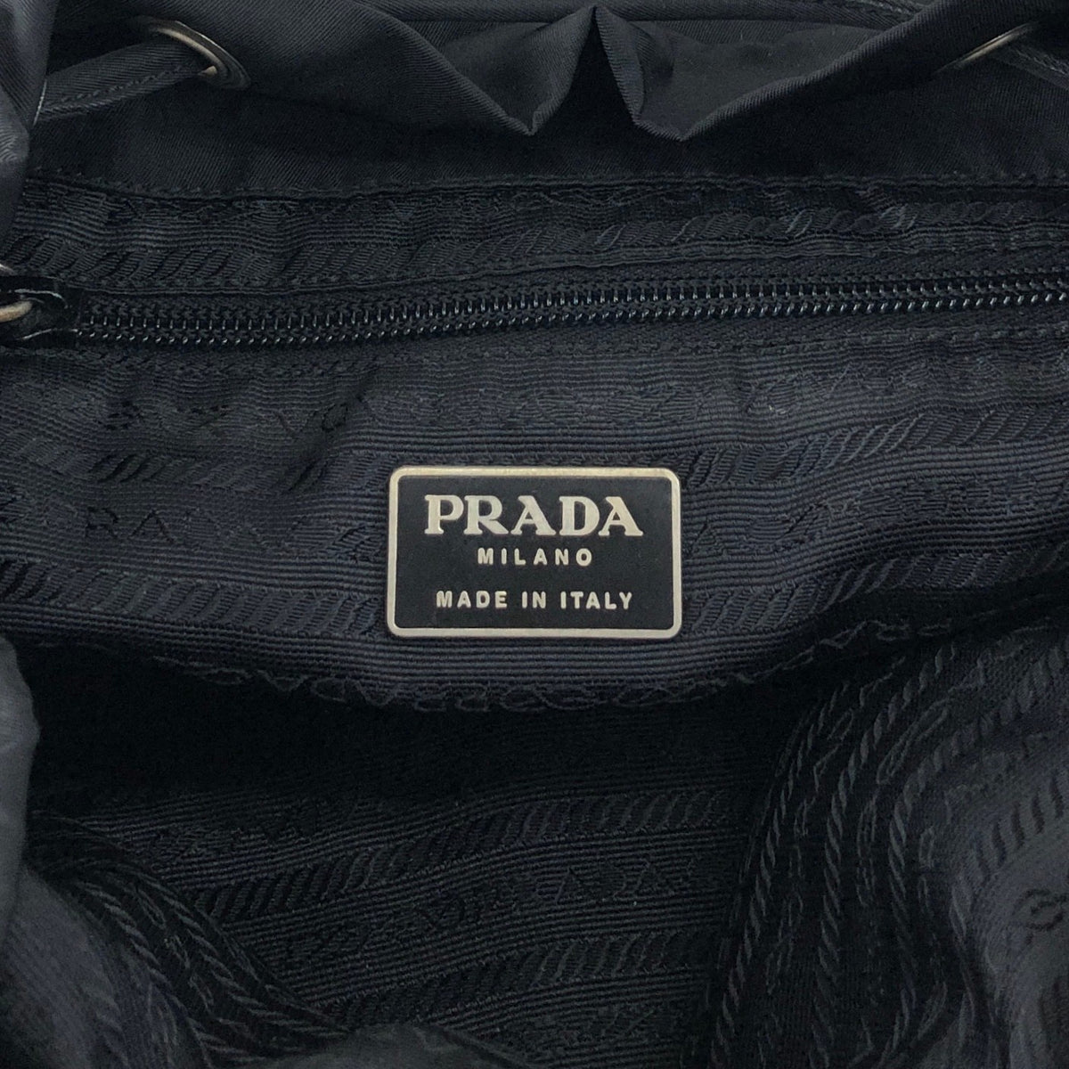 PRADA Tessuto Triangle Logo Double Pocket Backpack Black Vintage hspzjr