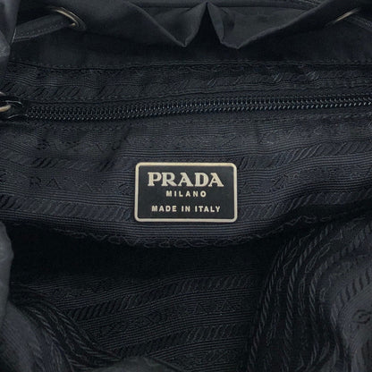 PRADA Tessuto Triangle Logo Double Pocket Backpack Black Vintage hspzjr