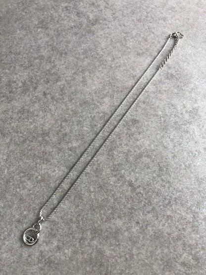 Christian Dior CD Logo Motif Necklace Silver Vintage 2ar88r