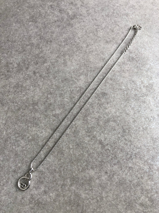 Christian Dior CD Logo Motif Necklace Silver Vintage 2ar88r