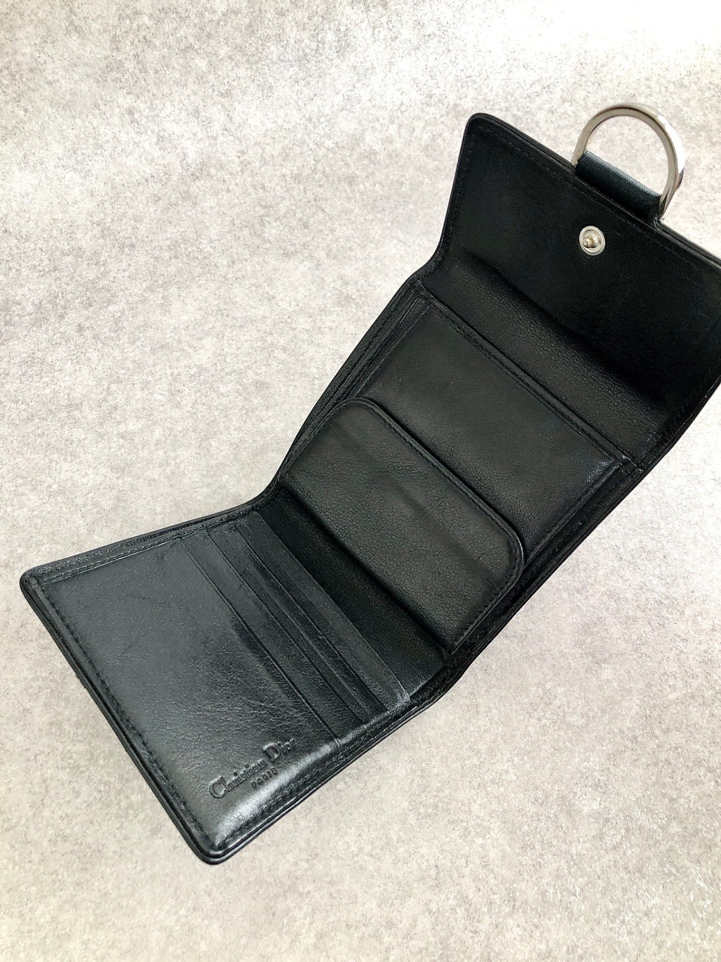 Christian Dior Logo Folded Wallet Black Vintage aps3wd
