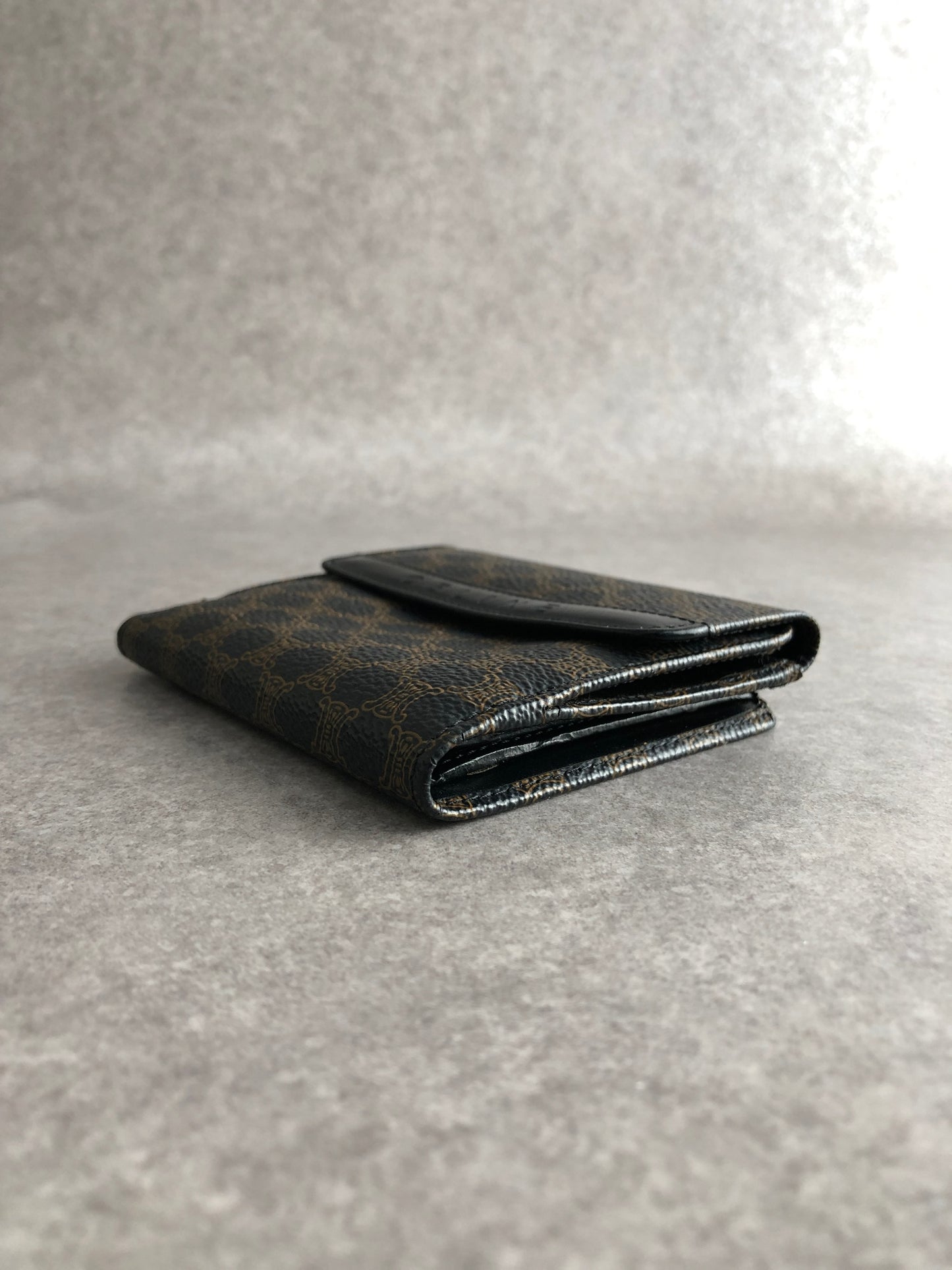 CELINE Macadam Logo Folded Wallet Black Vintage a4wnam