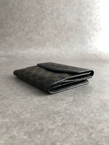 CELINE Macadam Logo Folded Wallet Black Vintage a4wnam