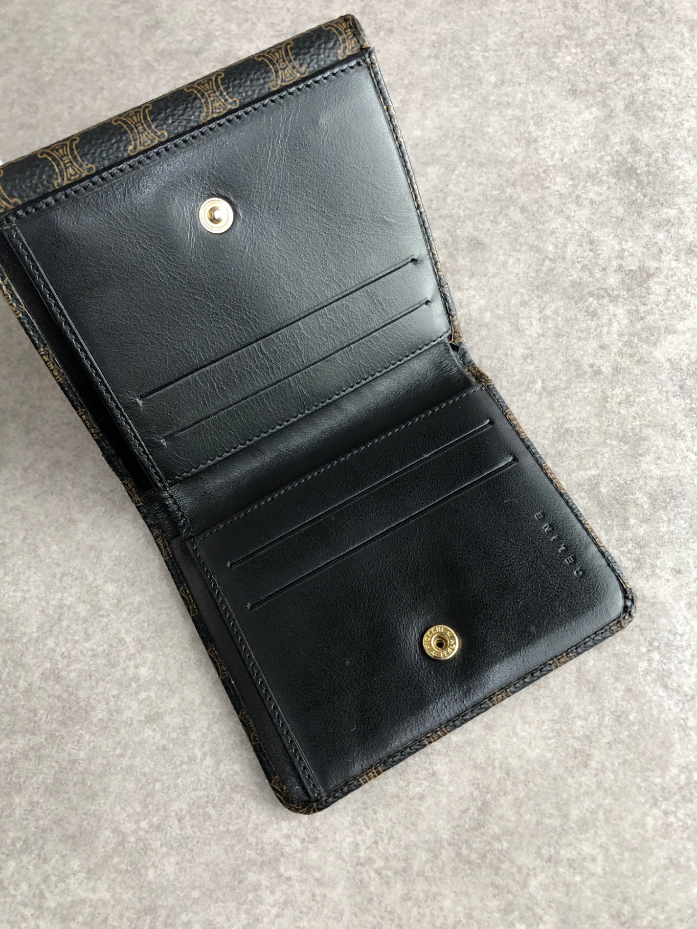 CELINE Macadam Logo Folded Wallet Black Vintage a4wnam