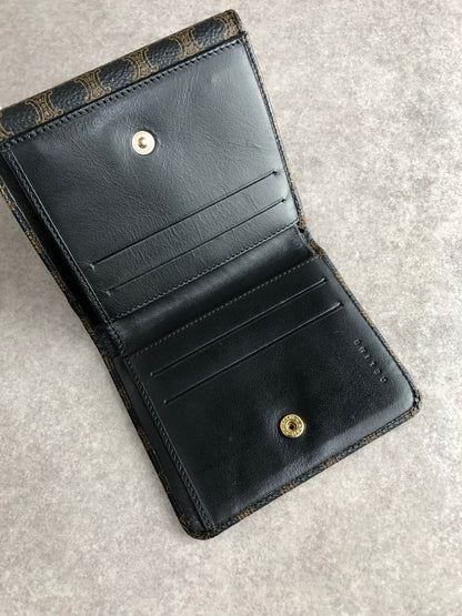 CELINE Macadam Logo Folded Wallet Black Vintage a4wnam