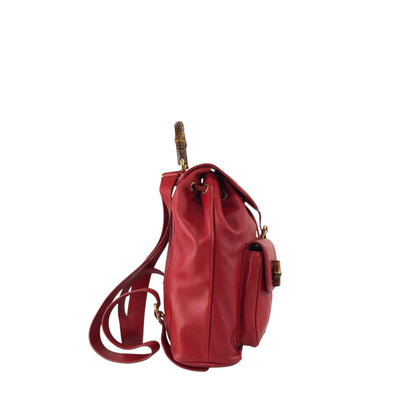 GUCCI Bamboo Double Pocket Backpack Red Vintage 3pzj72