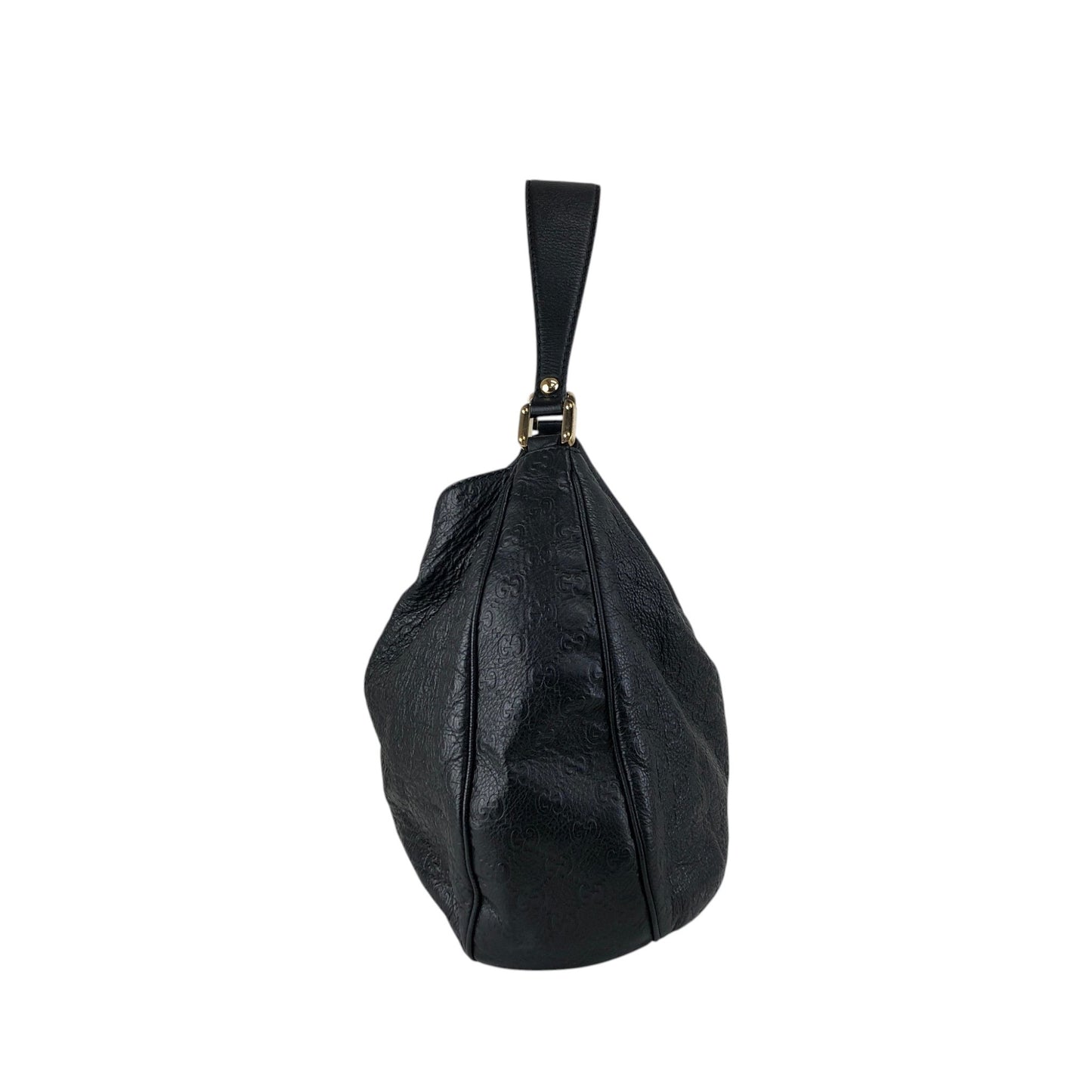GUCCI Logo Shoulder bag Hobobag Black Vintage f2bysj