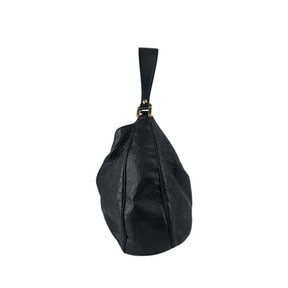 GUCCI Logo Shoulder bag Hobobag Black Vintage f2bysj
