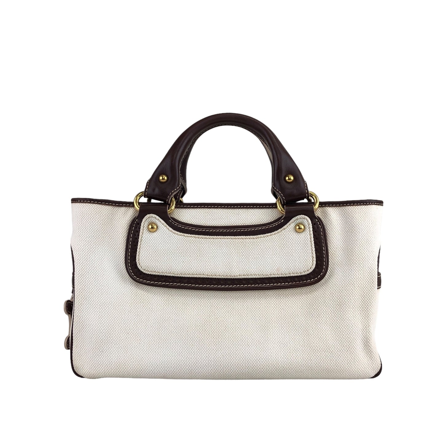 CELINE Blason Handbag White Vintage x57fp6