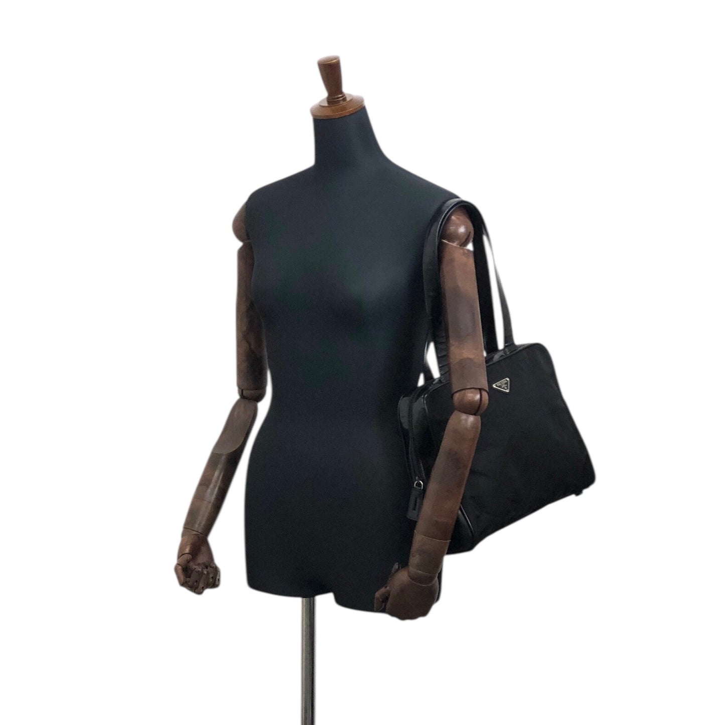 PRADA Triangle Logo Padlock Totebag Black Vintage 5g8nni