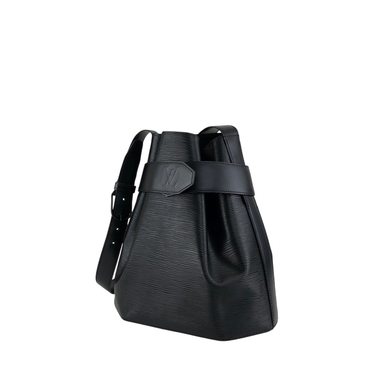 LOUIS VUITTON Epi Drawstring Shoulder bag Black Vintage 6ajzsh