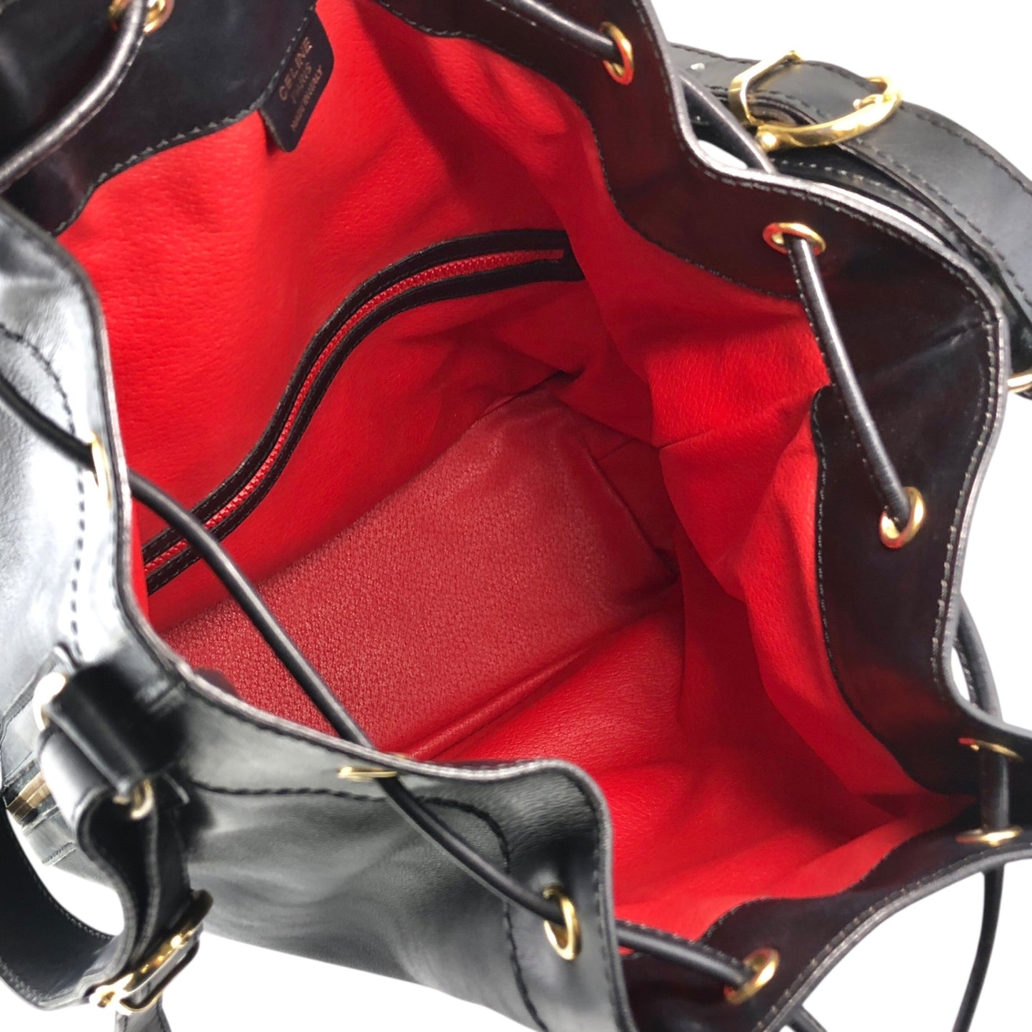 CELINE GancinivDrawstring Shoulder bag Black Vintage z78ygt