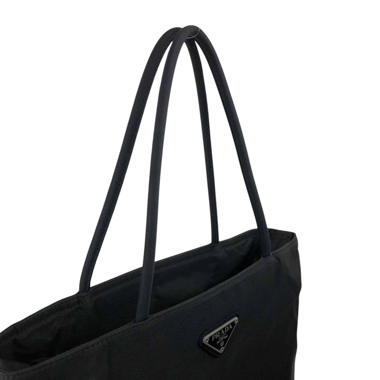 PRADA Tessuto Triangle Logo Totebag Black Vintage wen6ju
