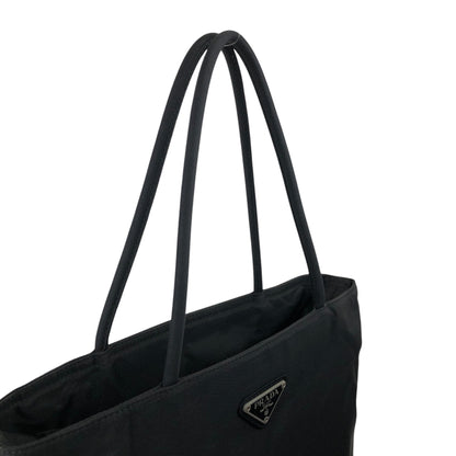 PRADA Tessuto Triangle Logo Totebag Black Vintage wen6ju