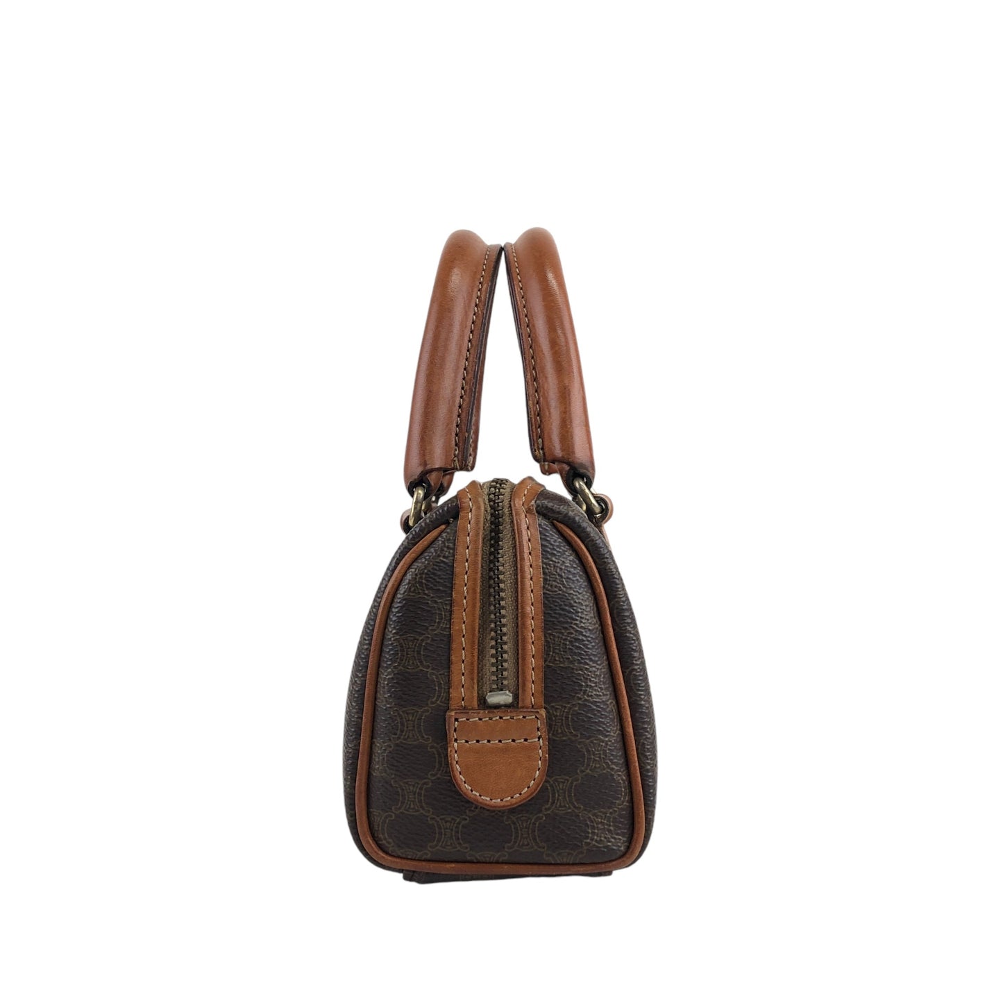 CELINE Macadam Two-way Handbag Shoulder bag Brown Vintage rikxpc