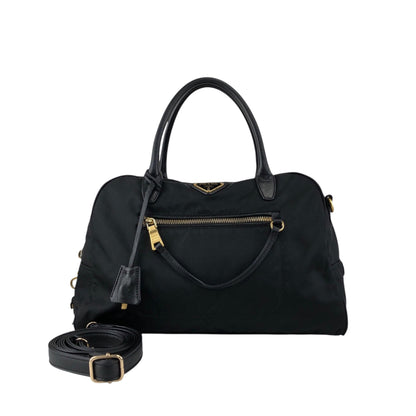 PRADA Tessuto Triangle Logo Padlock Two-way Small Boston bag Shoulder bag Black Vintage ha37gm