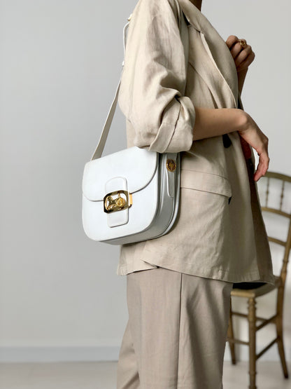 CELINE Horse Carriage Shoulder bag White Vintage tj6jzj