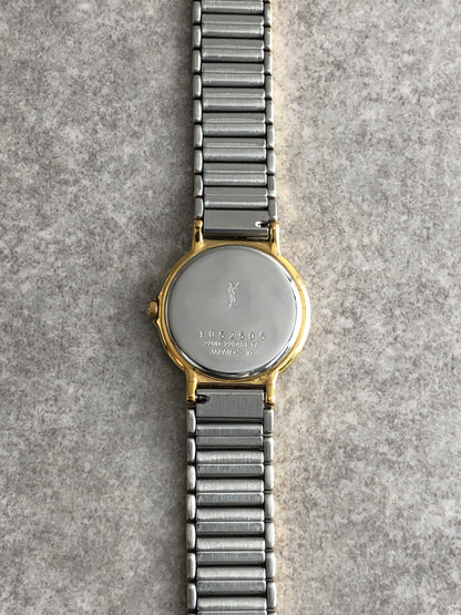 Yves Saint Laurent YSL Logo Quartz Watch Gold×Silver 2200-228481 Vintage wgv3bg