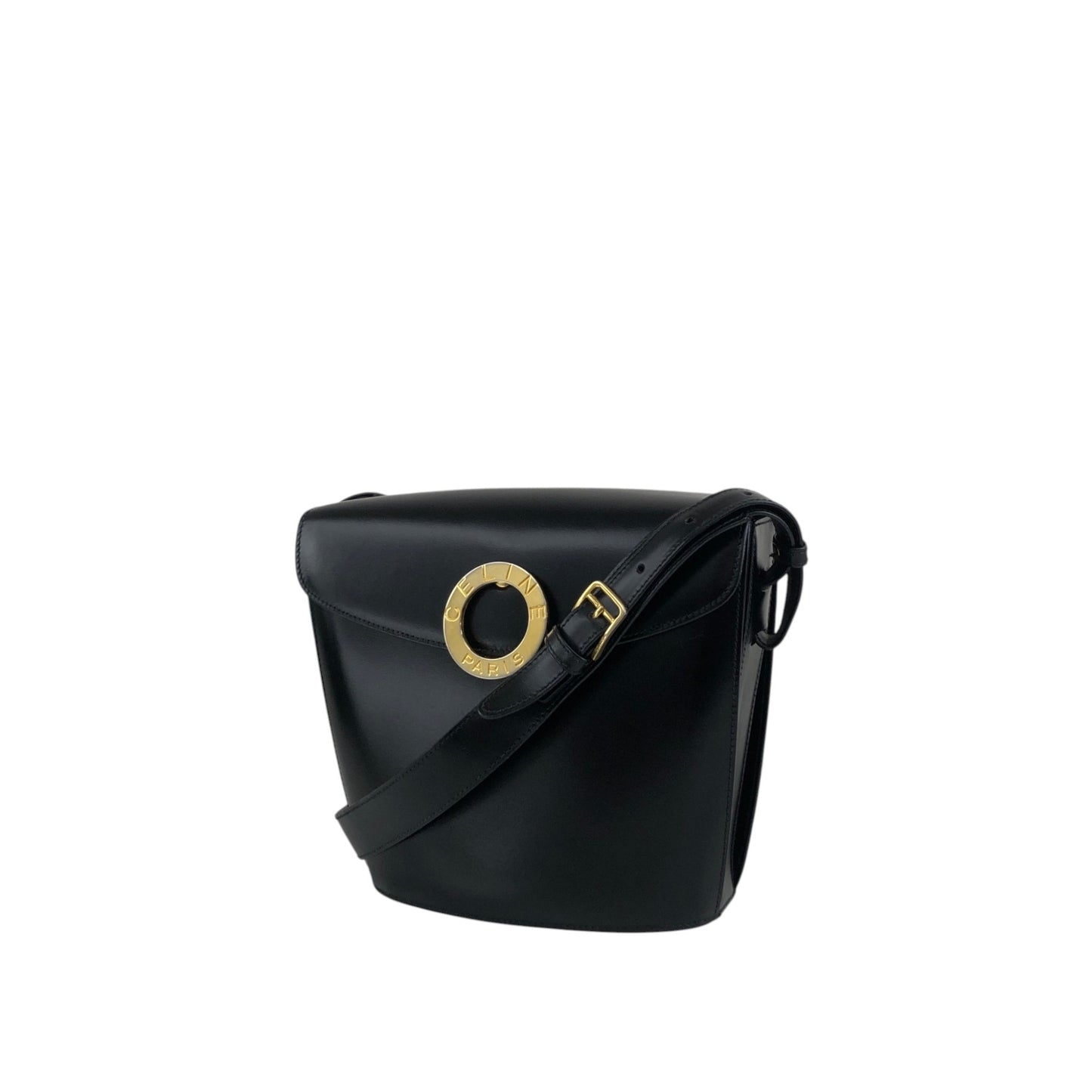 CELINE Circle Logo Shoulder bag Black Vintage kfiinf