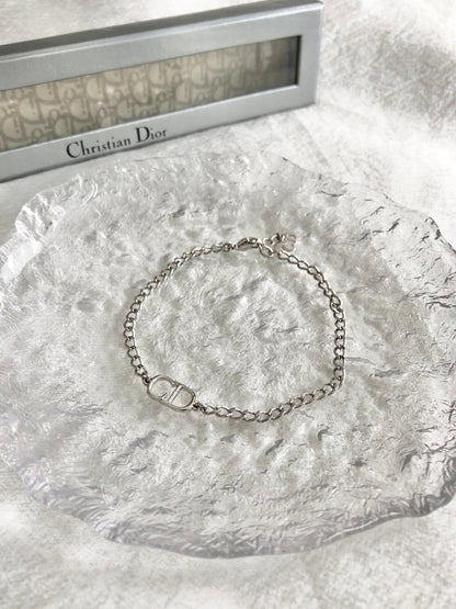 Christian Dior CD Logo Bracelet Silver Vintage syefv4