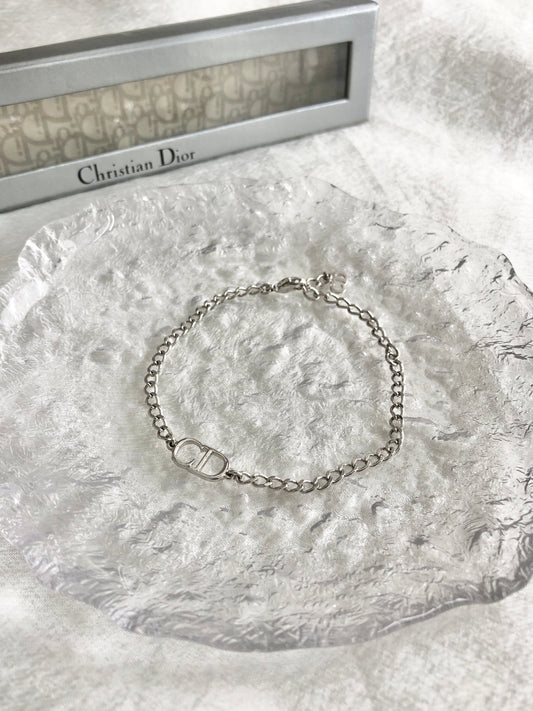 Christian Dior CD Logo Bracelet Silver Vintage syefv4