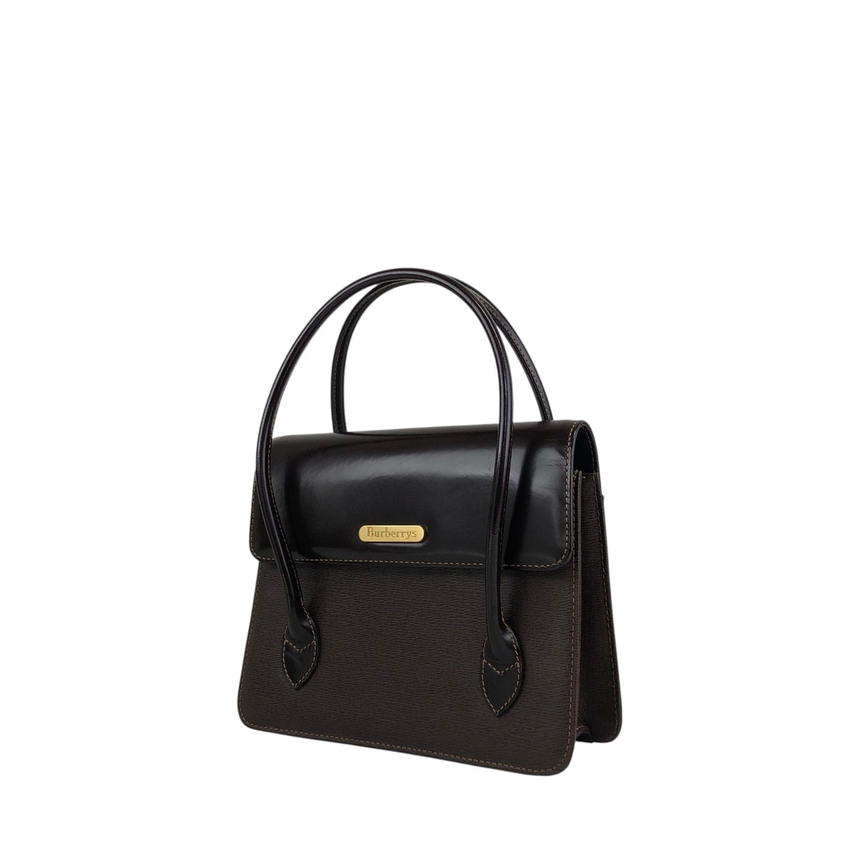 BURBERRY Logo Handbag Brown Vintage fpn5te