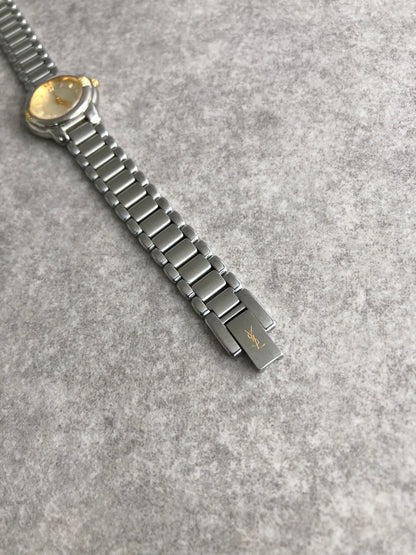 Yves Saint Laurent YSL Logo Quartz Watch Silver 5930-F91474 TA Vintage 2xuc88